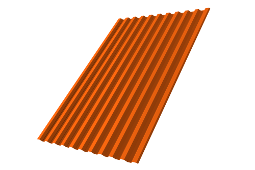 Профнастил С21R 0.45 PE цвет RAL 2004 оранжевый