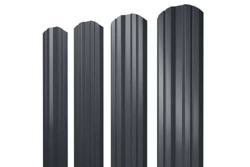 Штакетник Twin фигурный 0,5 Rooftop Бархат RAL 7024 мокрый асфальт