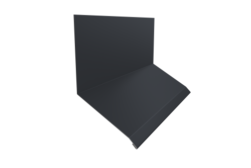 Планка примыкание верхнее к стене фальц Grand Line 150х130х20 0,5 Drap TX RAL 7024 мокрый асфальт (2м)